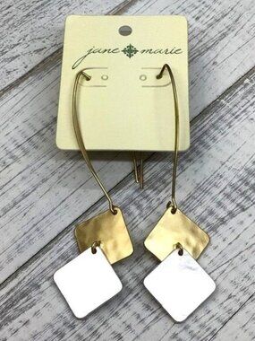 Jane Marie Earrings Matte Gold Tone Silver Tone 3 Inch Length New